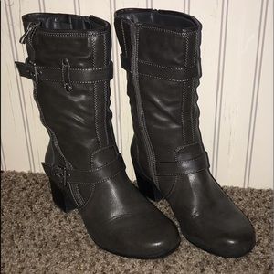 BASS Grey Buckle Calf Boots 💥LIKE NEW💥